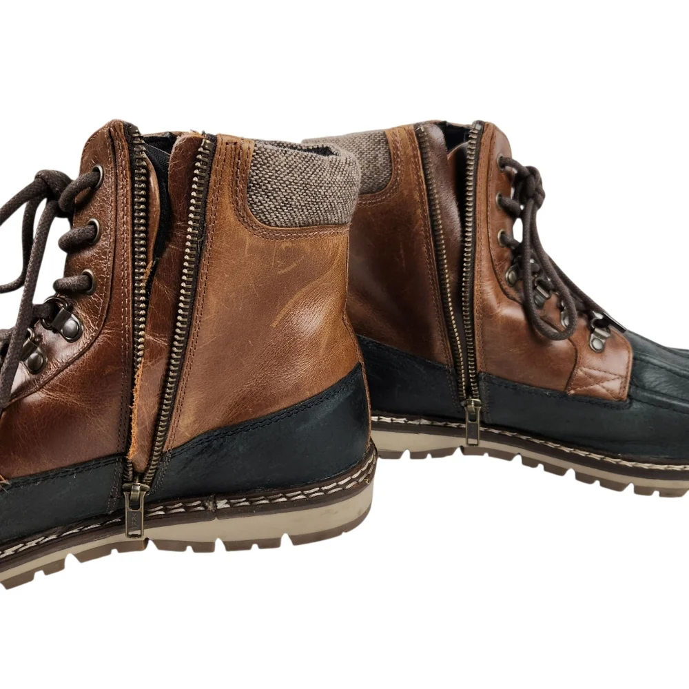 Crēvo Kannard Chestnut Brown Black Leather Water Resistant Duck Boot Men Size 13